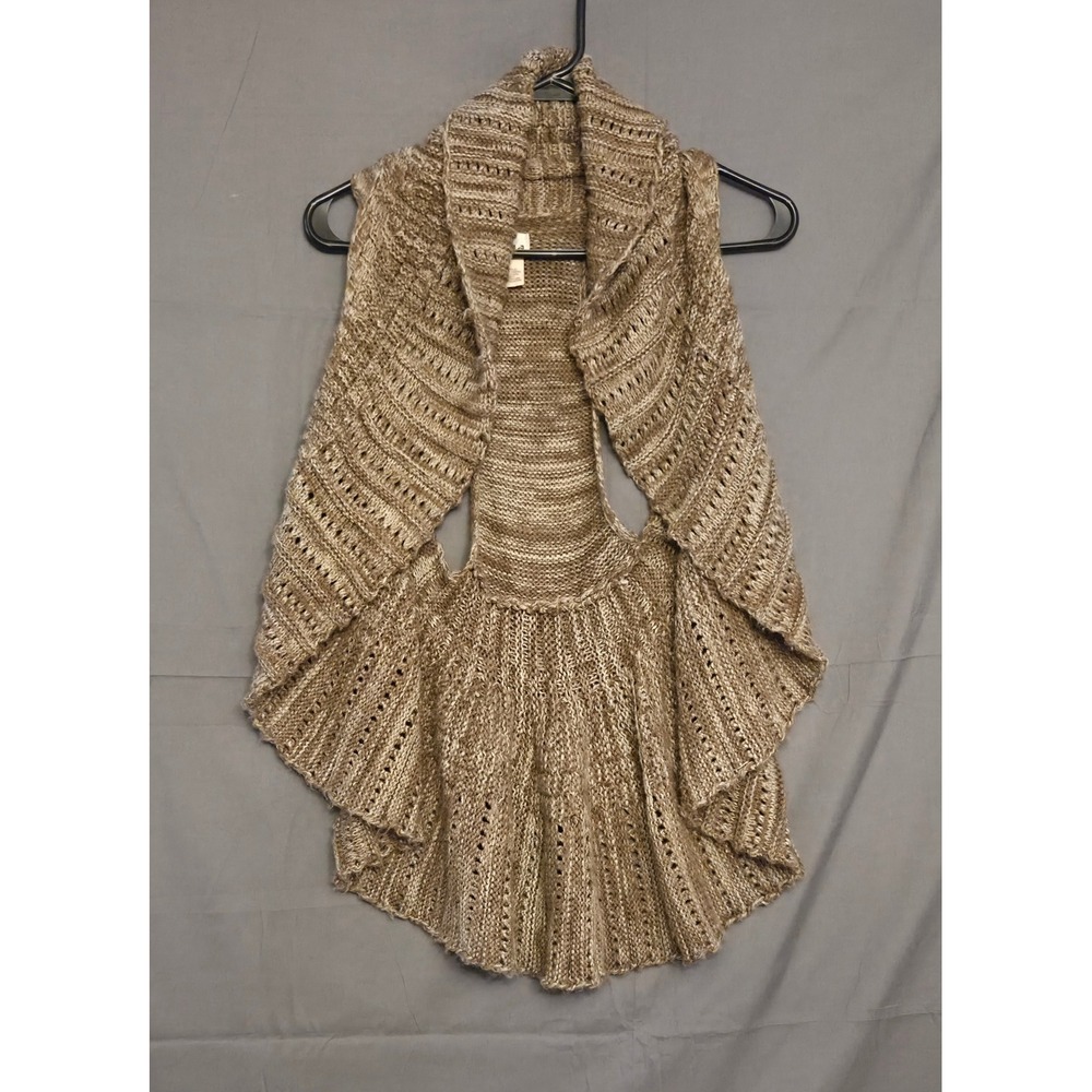 Mudd Open‎ Front Knit Sleeveless Boho Cardigan Women's Size Small Brown